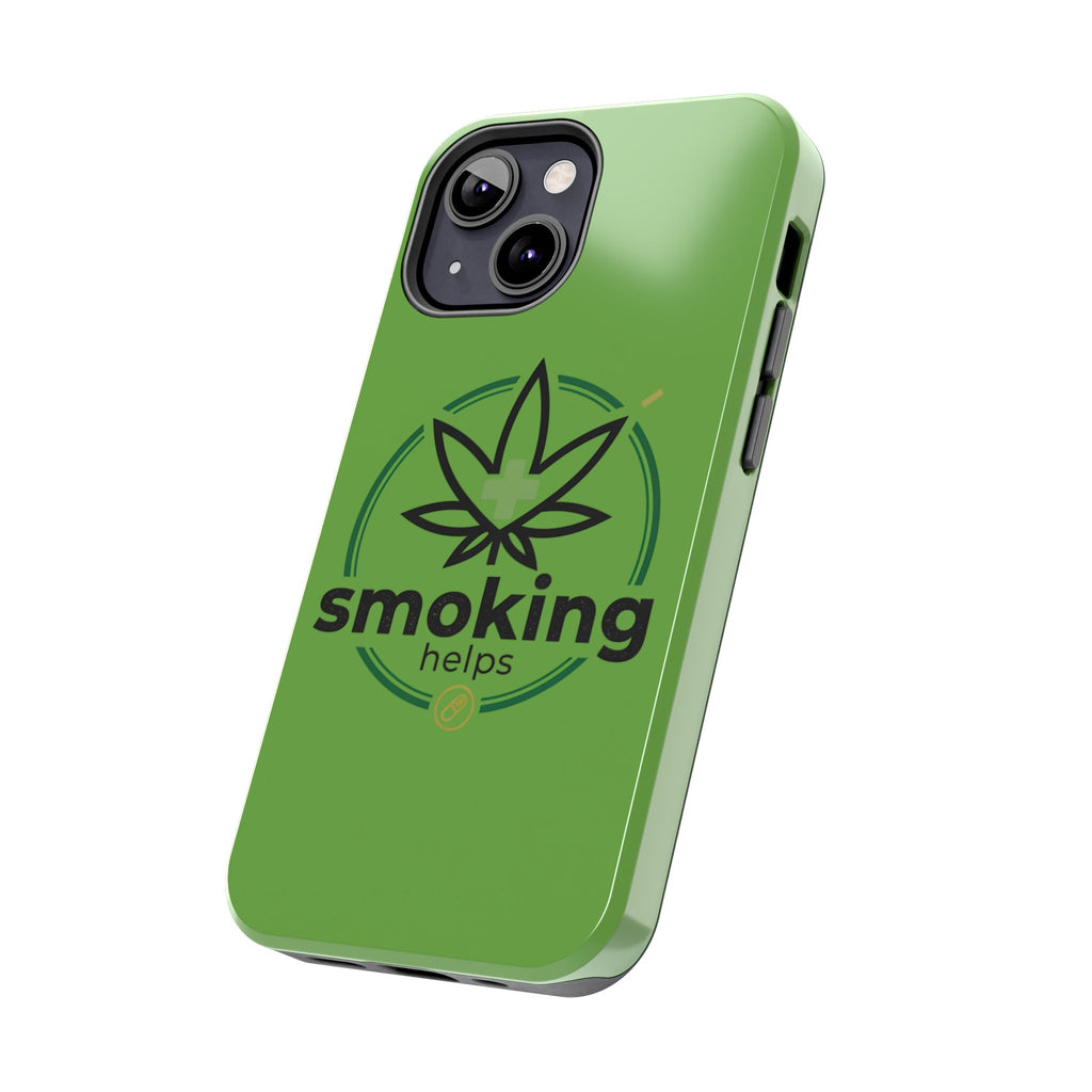 Tough Phone Case — 'Smoking Helps' Cannabis Leaf Protective Cover