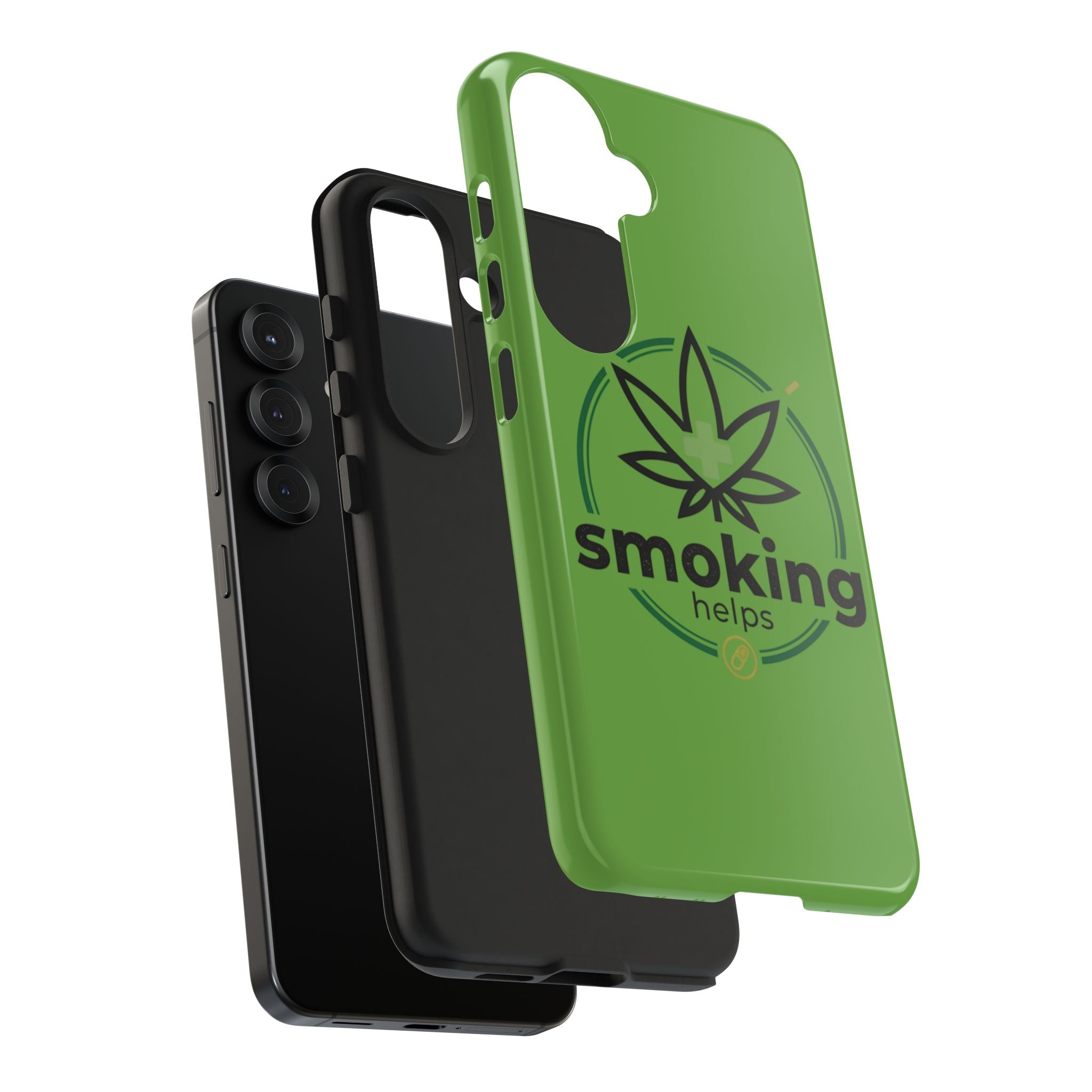 Tough Phone Case — 'Smoking Helps' Cannabis Leaf Protective Cover