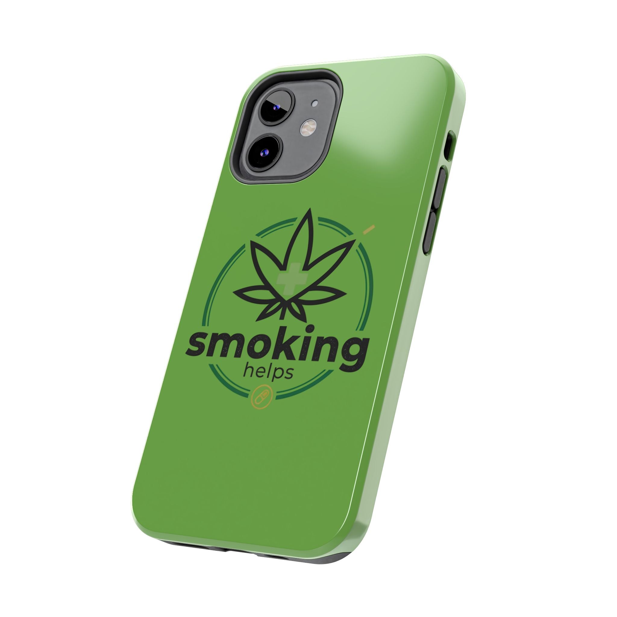 Tough Phone Case — 'Smoking Helps' Cannabis Leaf Protective Cover