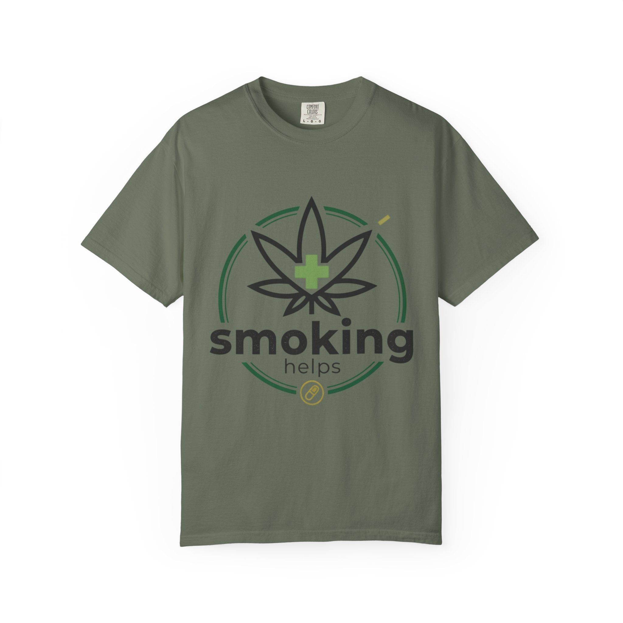 Smoking Helps Cannabis Leaf Tee — Medicinal Marijuana Graphic T-Shirt