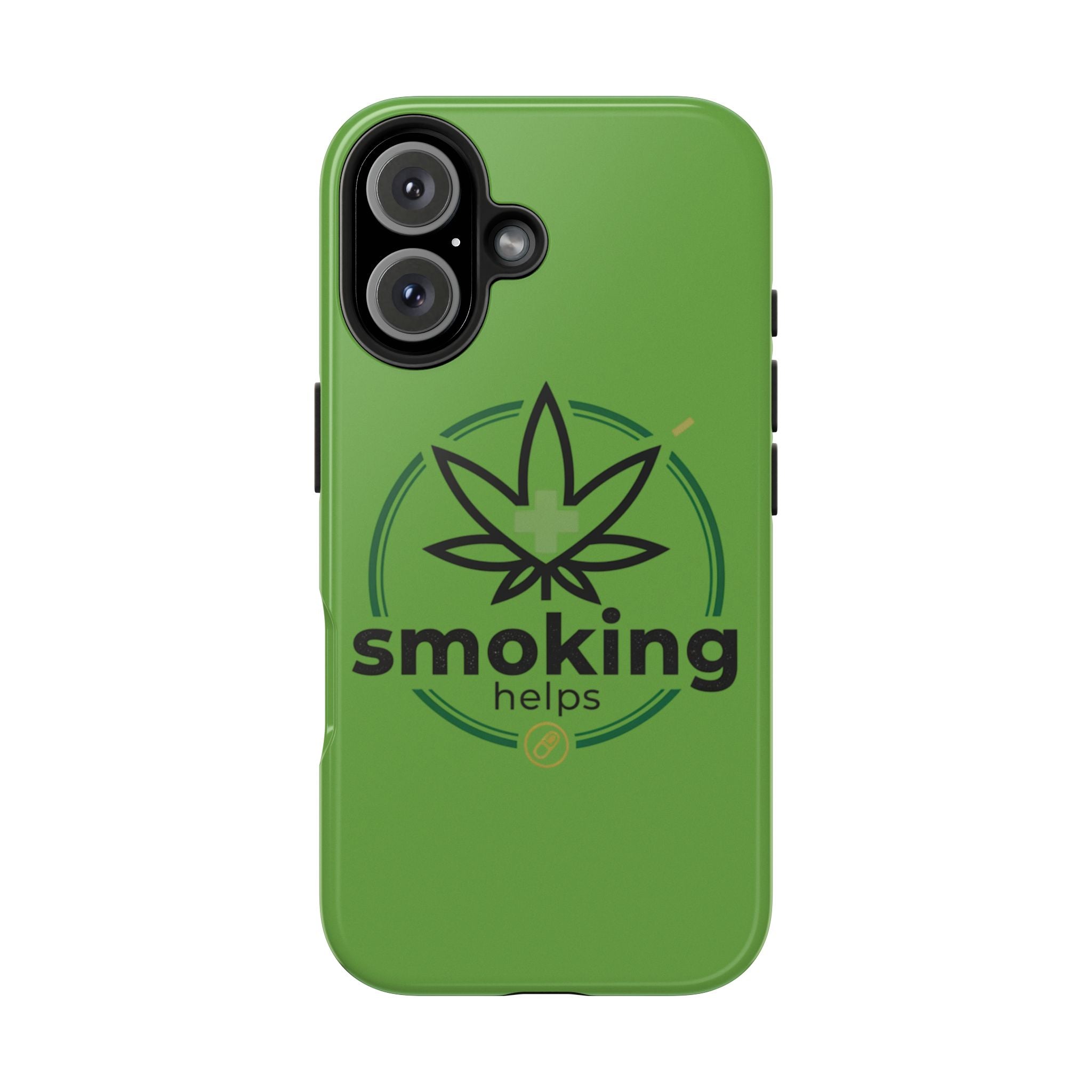 Tough Phone Case — 'Smoking Helps' Cannabis Leaf Protective Cover
