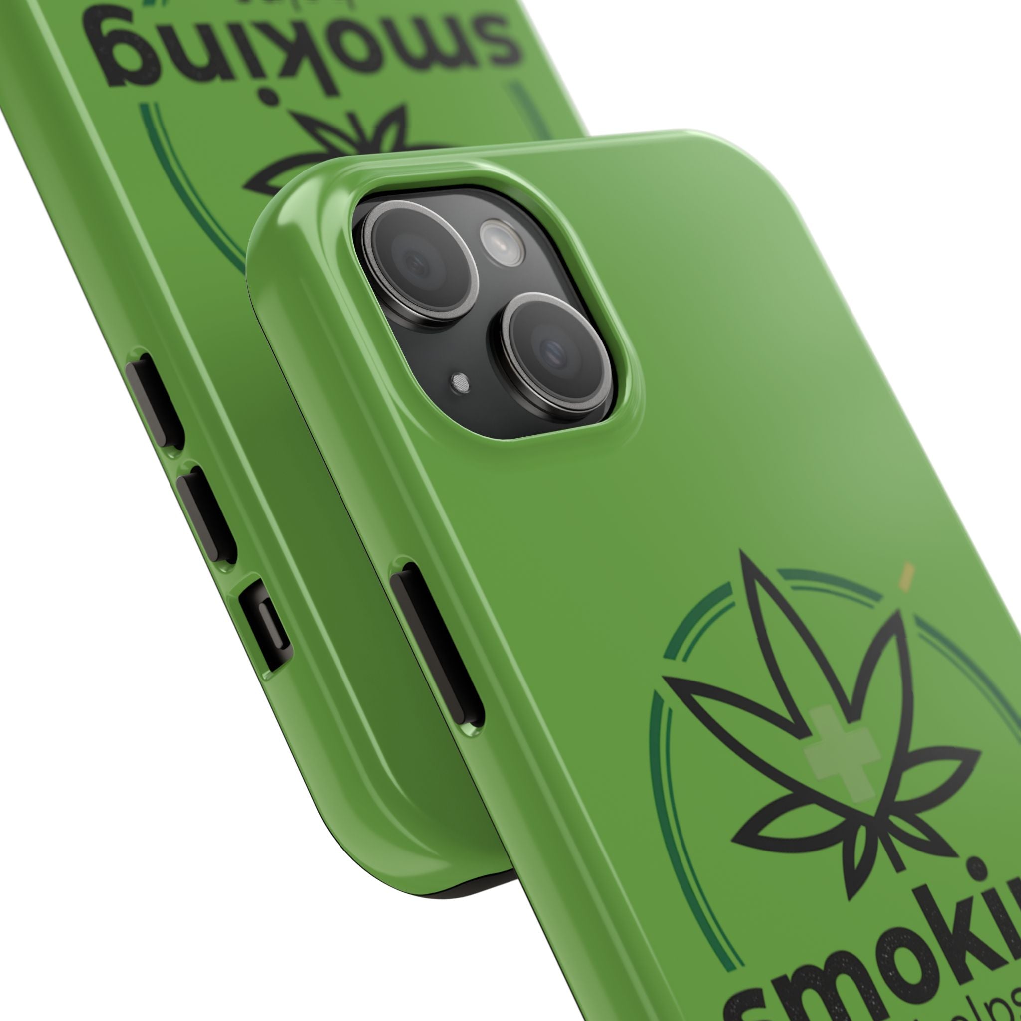 Tough Phone Case — 'Smoking Helps' Cannabis Leaf Protective Cover