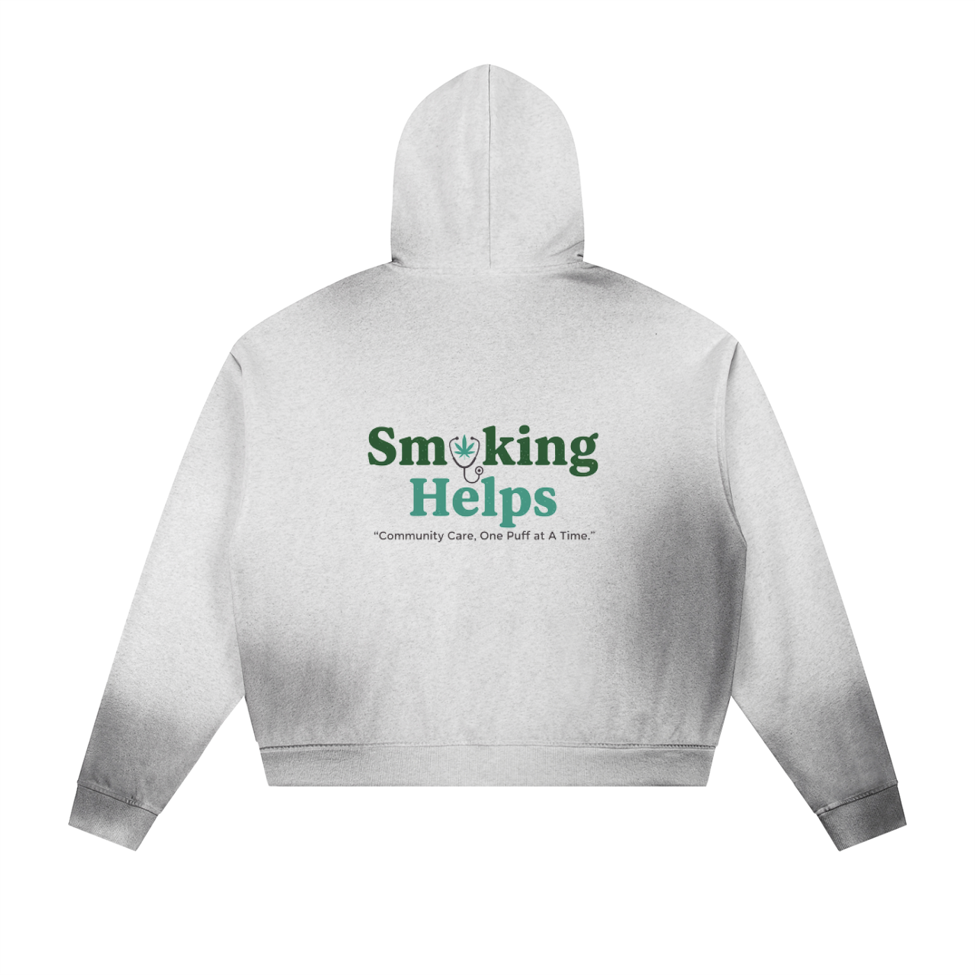 Smoking Helps Sun Fade Frayed Raw Edge Fleece Zip Hoodie