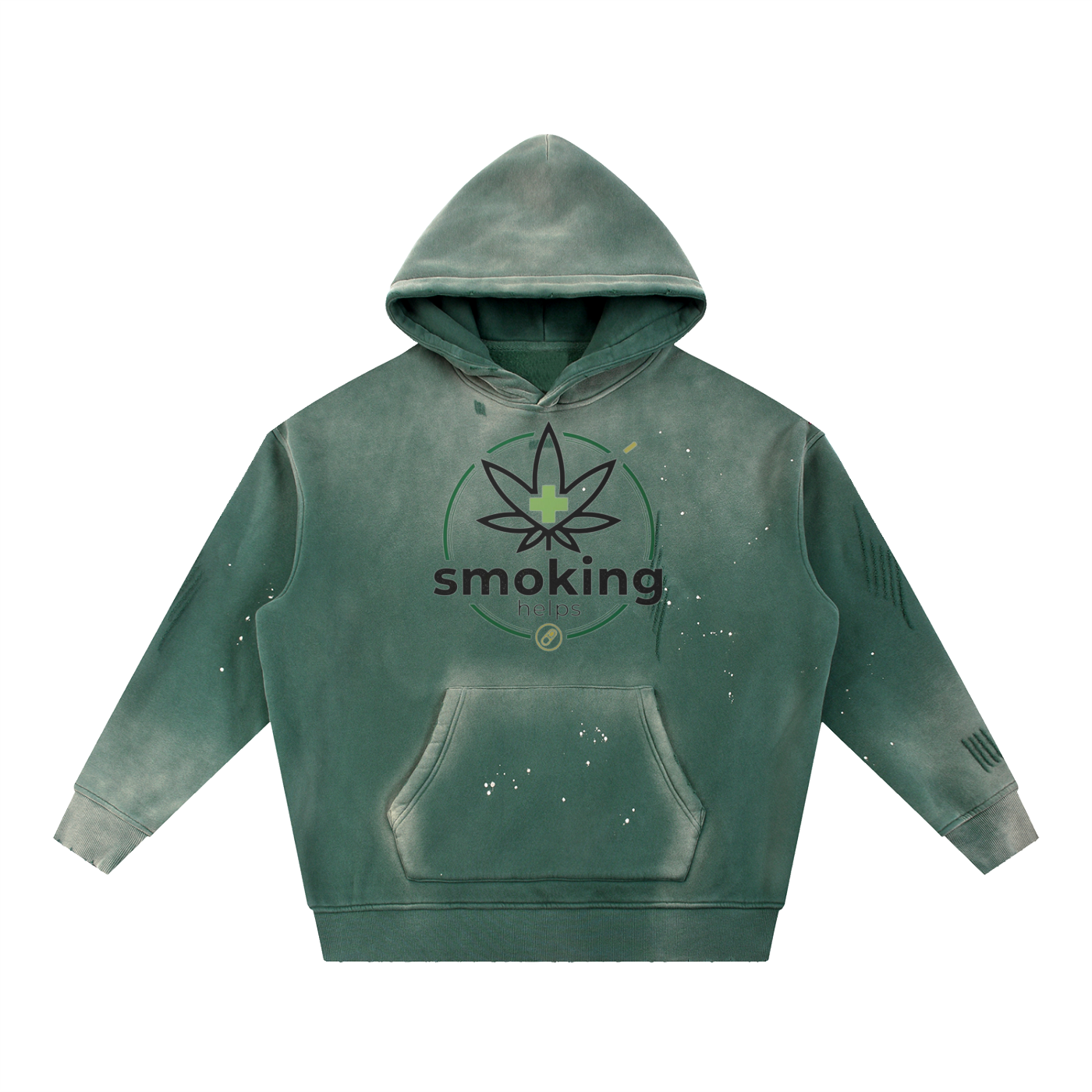 Smoking Helps Vintage Washed Frayed Fleece Hoodie