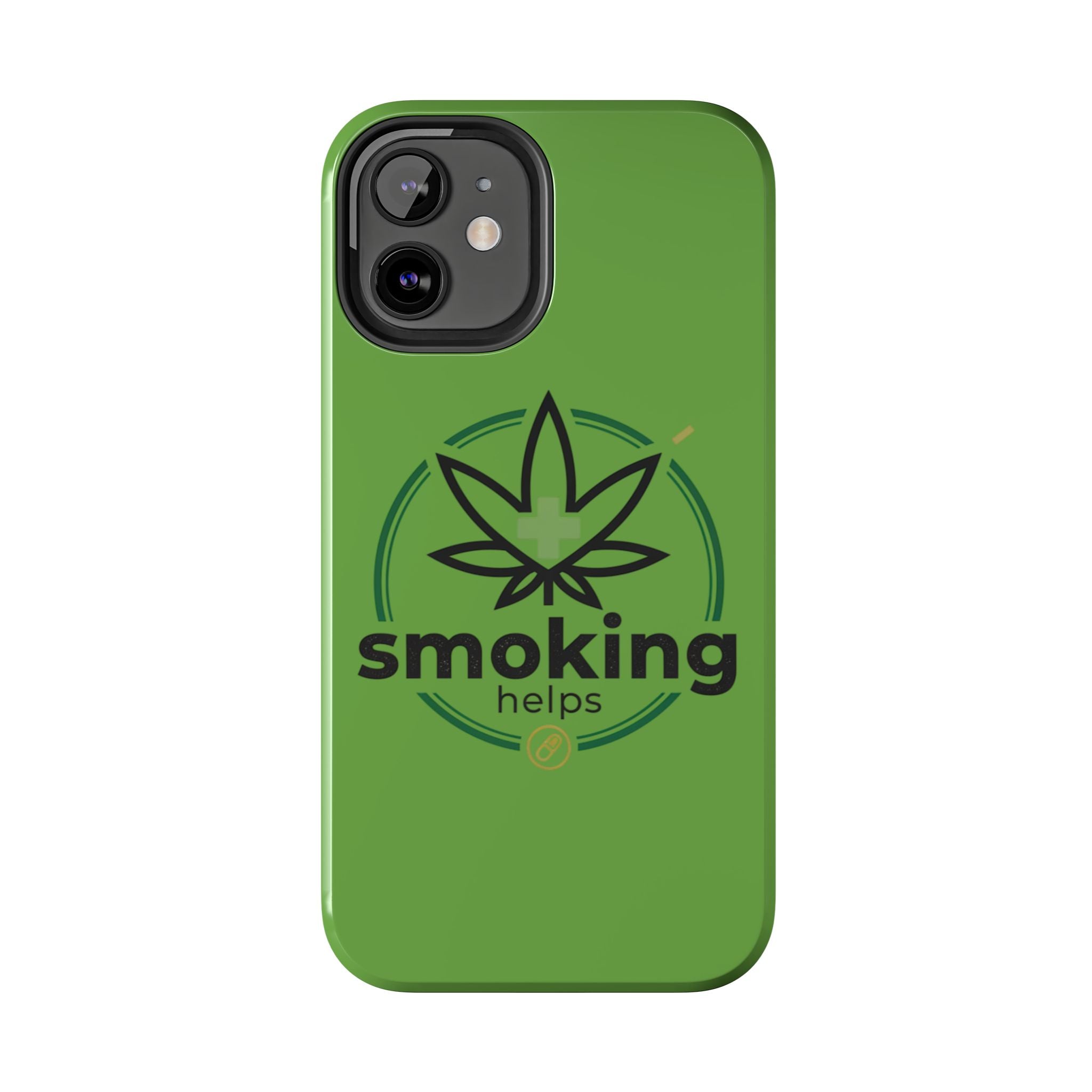 Tough Phone Case — 'Smoking Helps' Cannabis Leaf Protective Cover