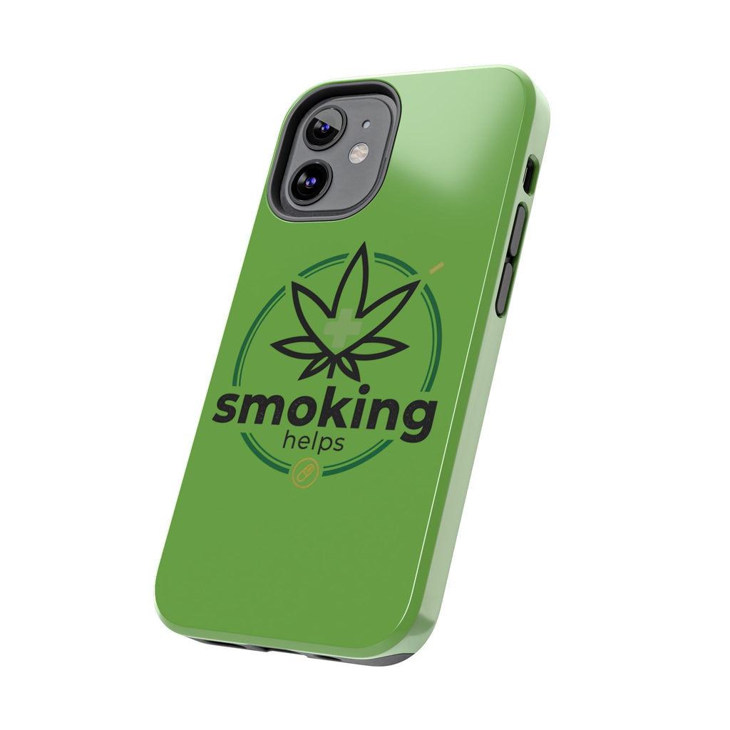 Tough Phone Case — 'Smoking Helps' Cannabis Leaf Protective Cover