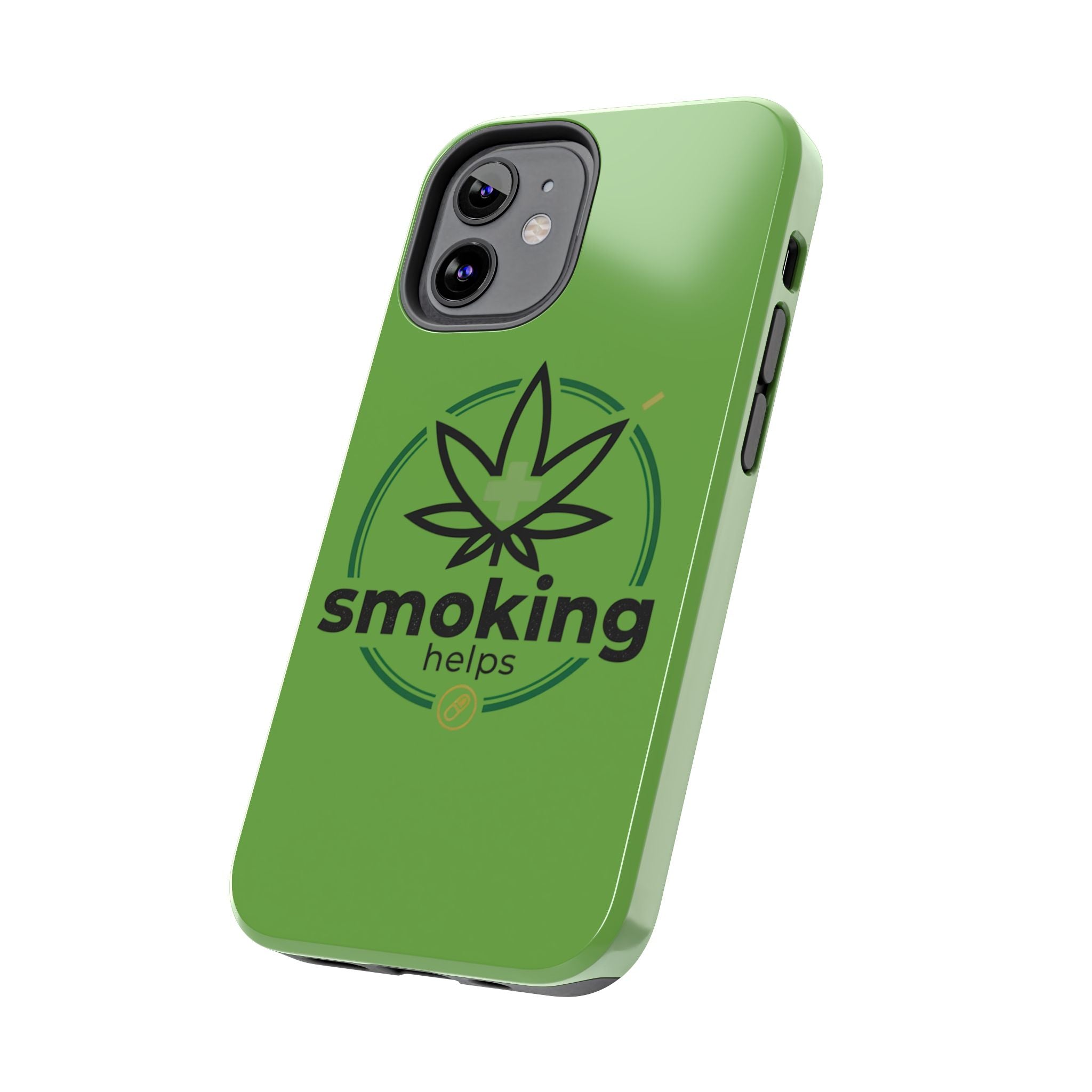 Tough Phone Case — 'Smoking Helps' Cannabis Leaf Protective Cover