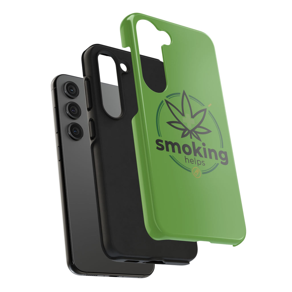 Tough Phone Case — 'Smoking Helps' Cannabis Leaf Protective Cover