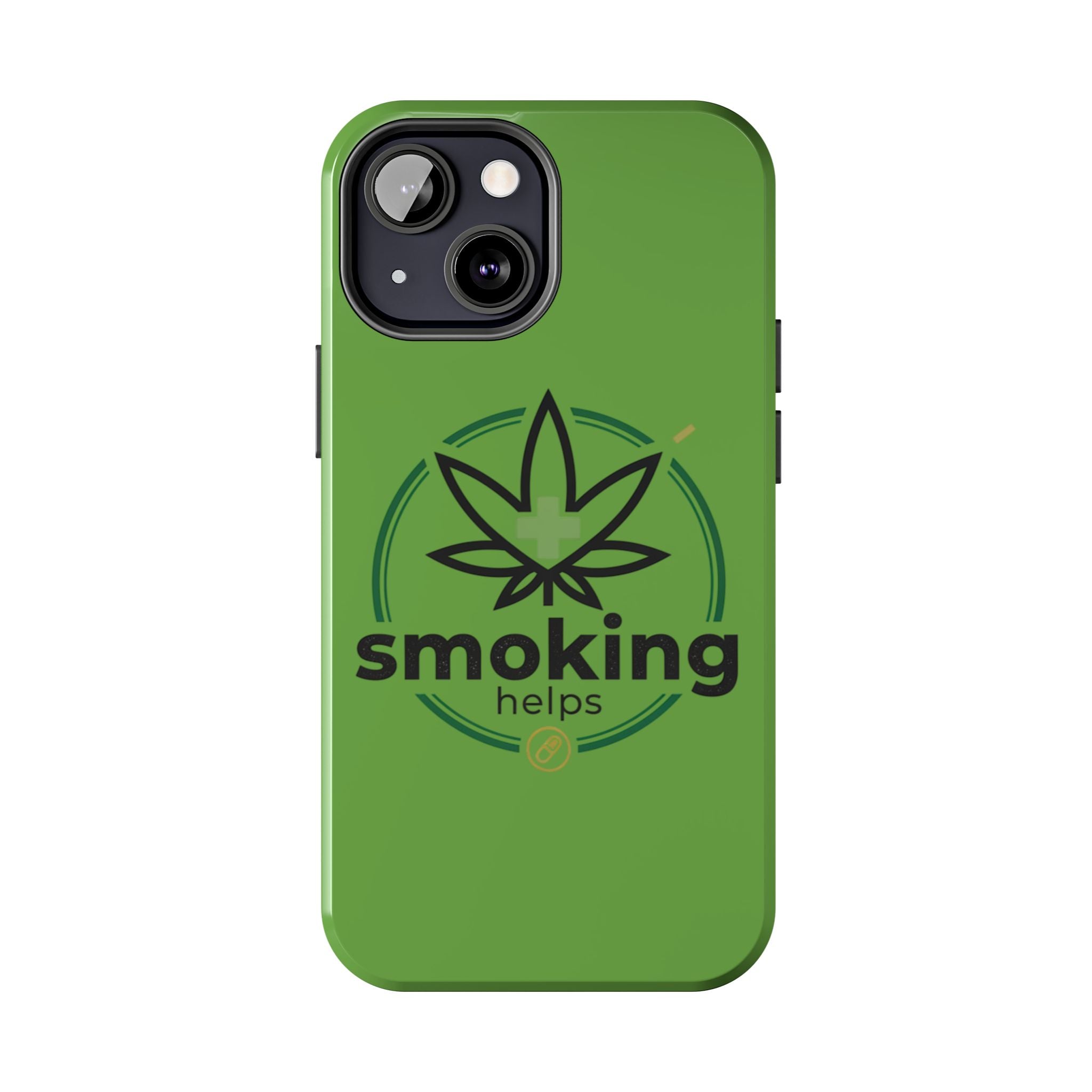 Tough Phone Case — 'Smoking Helps' Cannabis Leaf Protective Cover