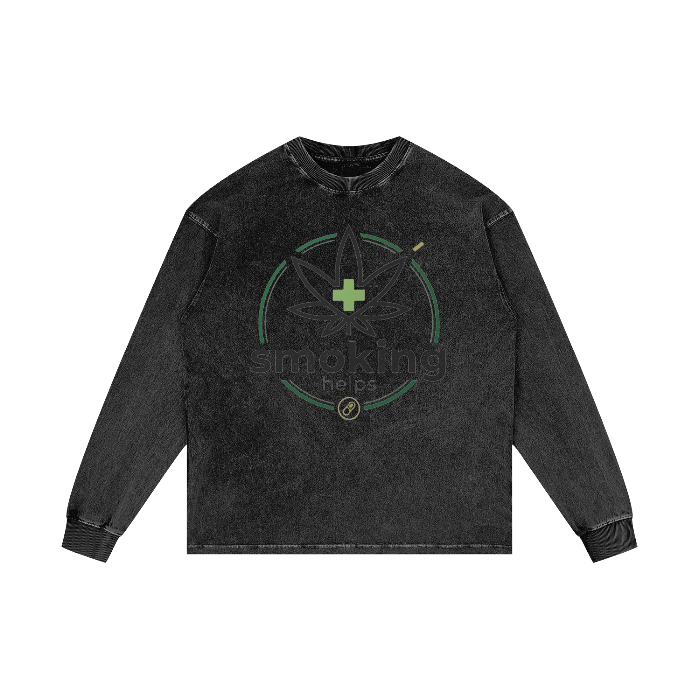 Smoking Helps Acid Wash Oversize Long Sleeve T-Shirt