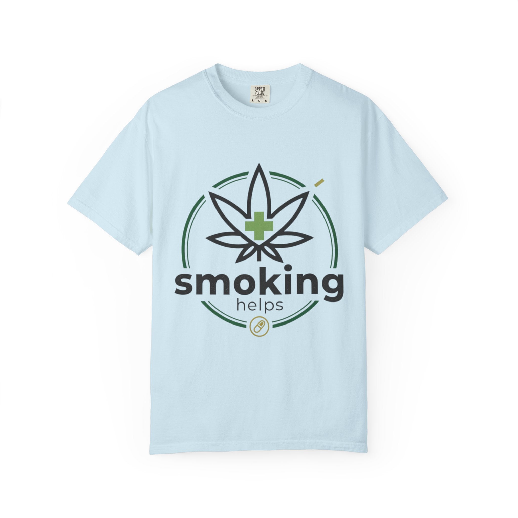 Smoking Helps Cannabis Leaf Tee — Medicinal Marijuana Graphic T-Shirt
