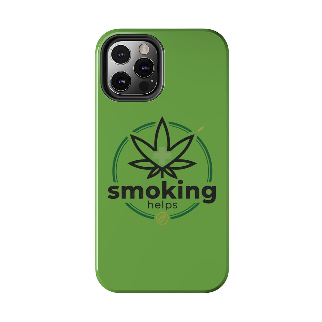 Tough Phone Case — 'Smoking Helps' Cannabis Leaf Protective Cover