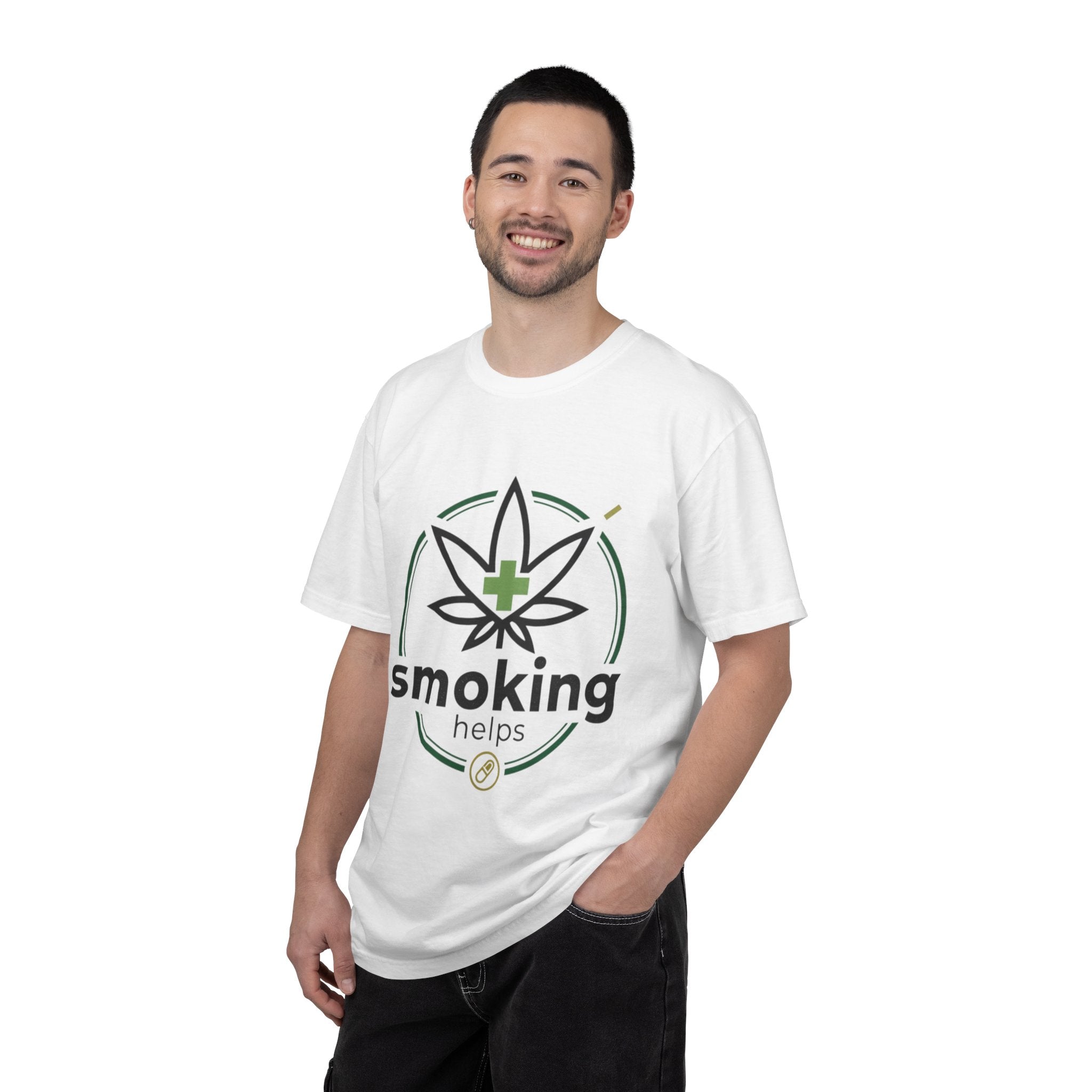 Smoking Helps Cannabis Leaf Tee — Medicinal Marijuana Graphic T-Shirt