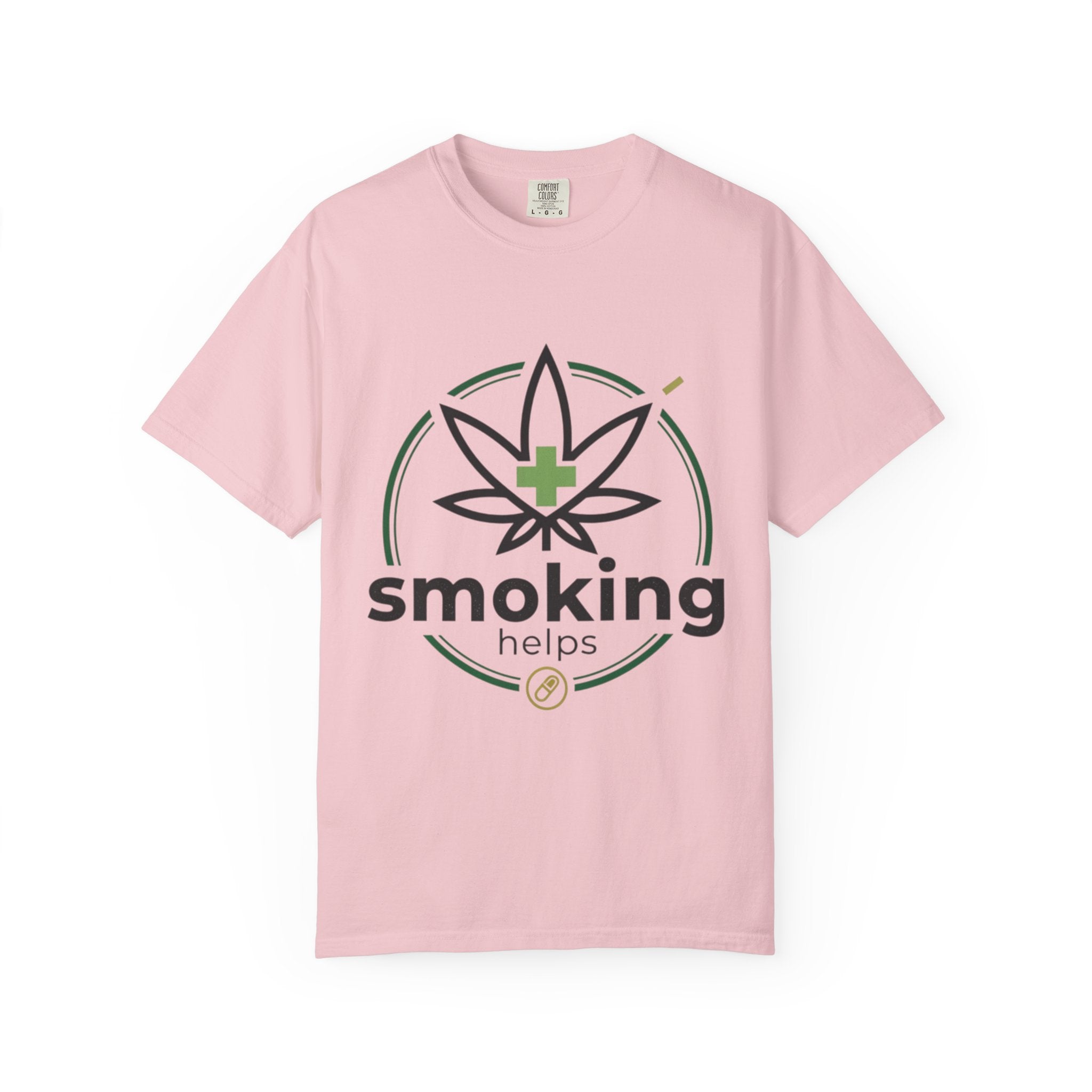 Smoking Helps Cannabis Leaf Tee — Medicinal Marijuana Graphic T-Shirt