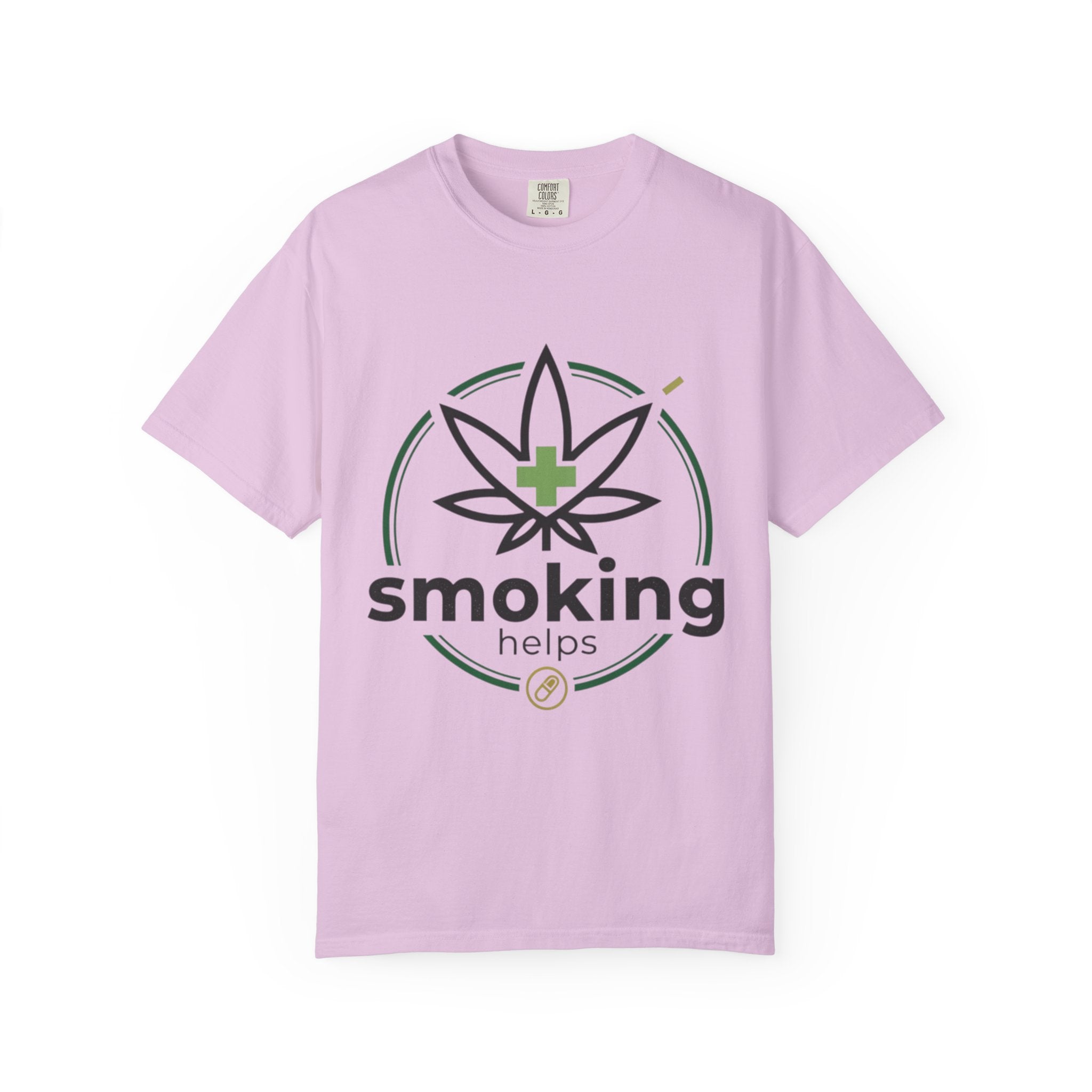 Smoking Helps Cannabis Leaf Tee — Medicinal Marijuana Graphic T-Shirt