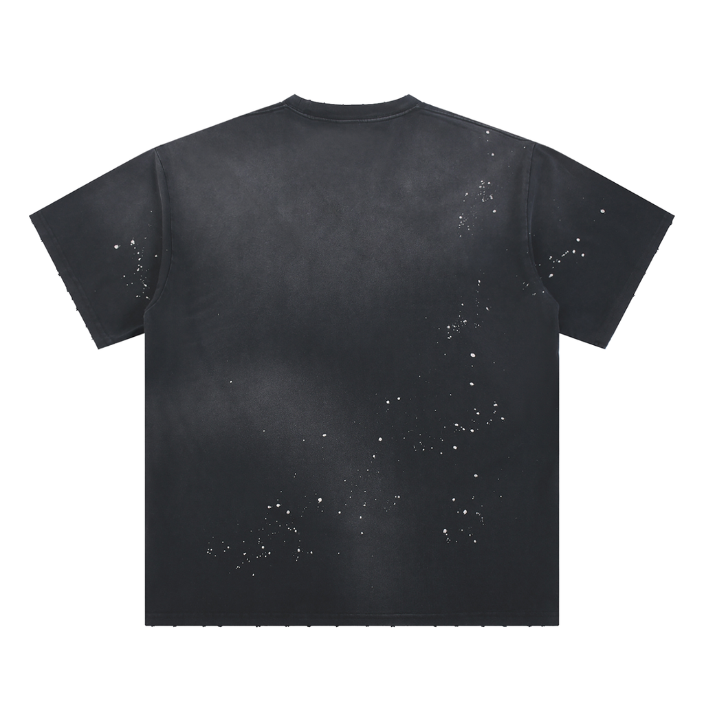Smoking Helps Hand-Frayed Sunfade Paint Splatter T-Shirt