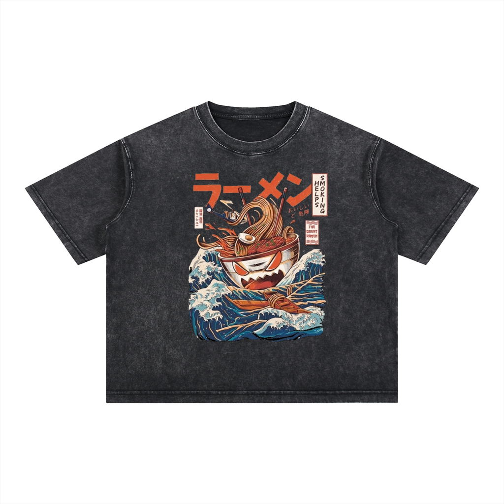 Smoking Helps Ramen Animated Design T-Shirt