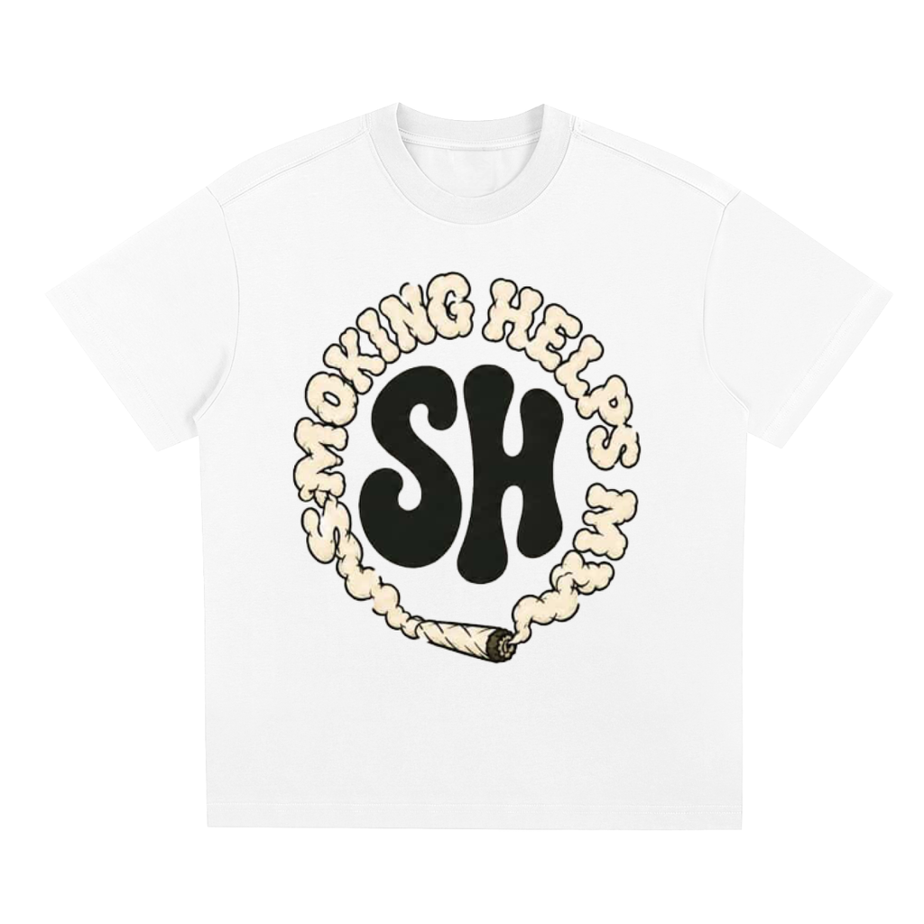 Smoking Helps Circle Logo T-Shirt Design 3
