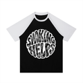Contrast Raglan Sleeve Mesh Smoking Helps T-Shirt