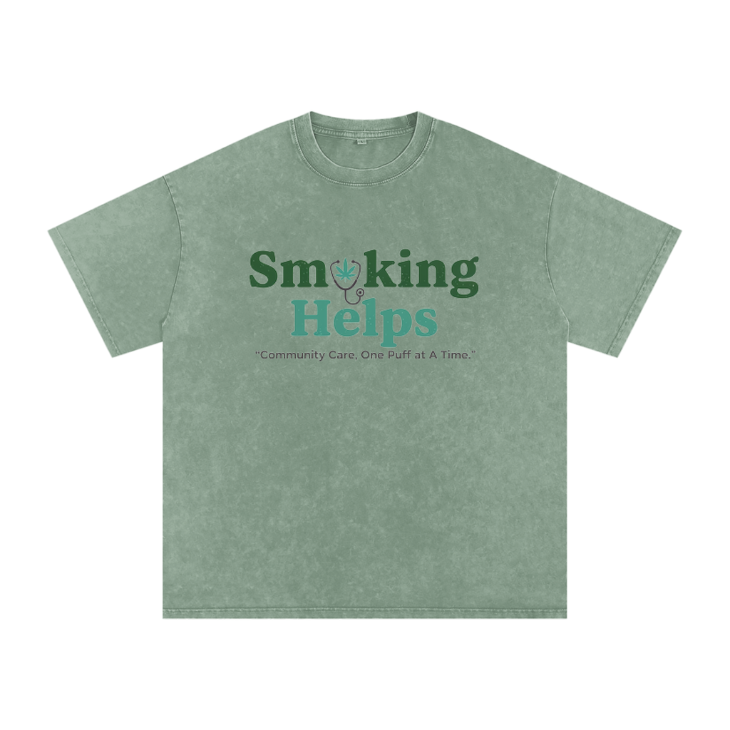Smoking Helps Snow Washed Oversized Cotton T-Shirt