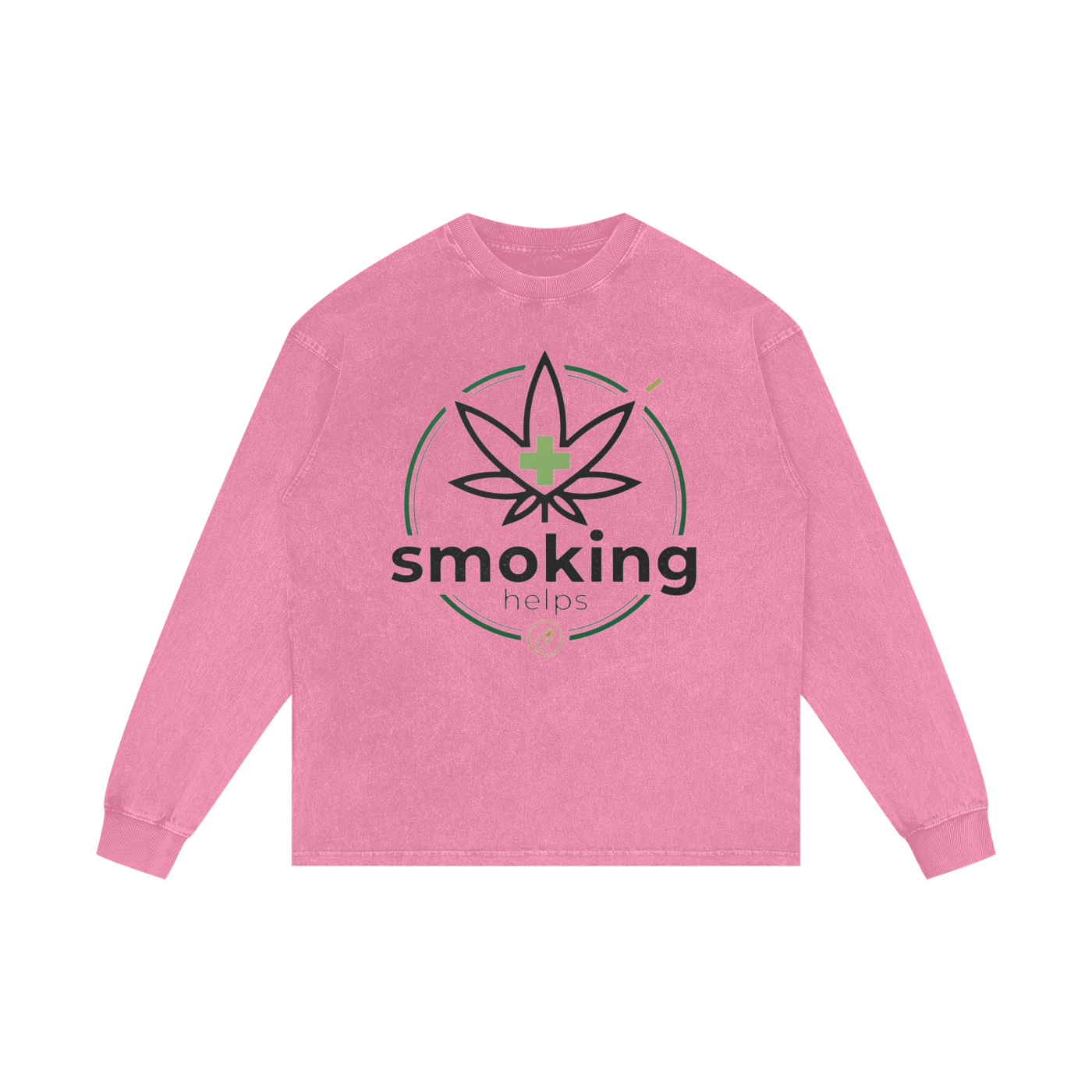 Smoking Helps Acid Wash Oversize Long Sleeve T-Shirt