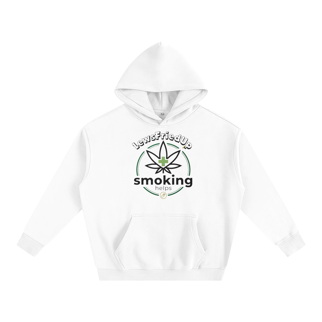 LewsFriedUp x Smoking Helps White Oversize Fleeced Hoodie